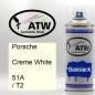 Preview: Porsche, Creme White, 51A / T2: 400ml Sprühdose, von ATW Autoteile West.